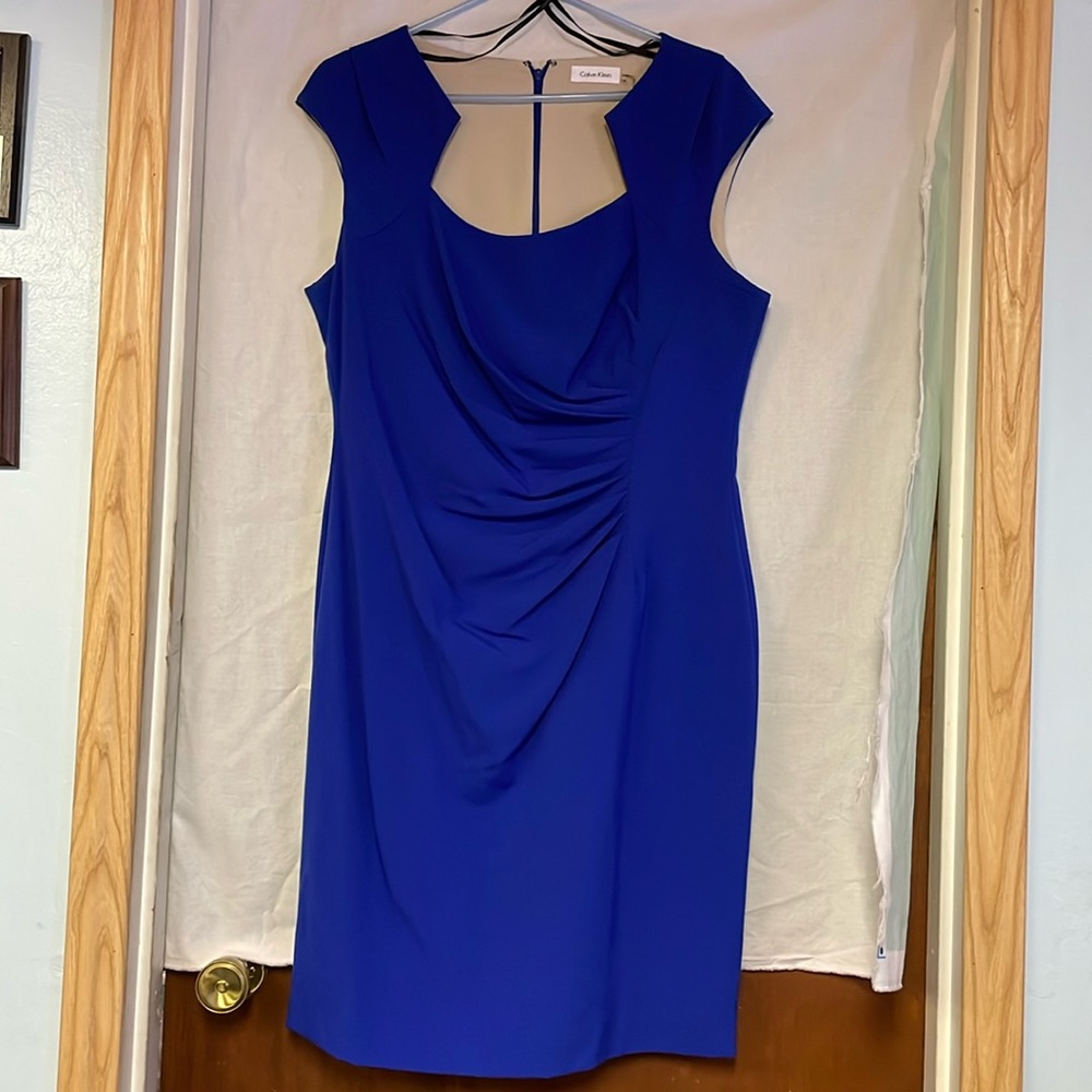 Women’s sleeveless lined sheath dress.